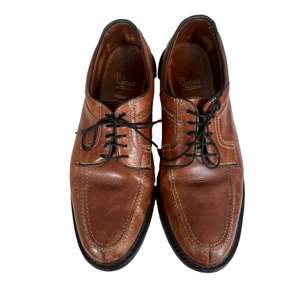 Allen Edmonds Shoes Mens 10 D Wilbert Split Toe Oxfords Brown Leather - Picture 1 of 11
